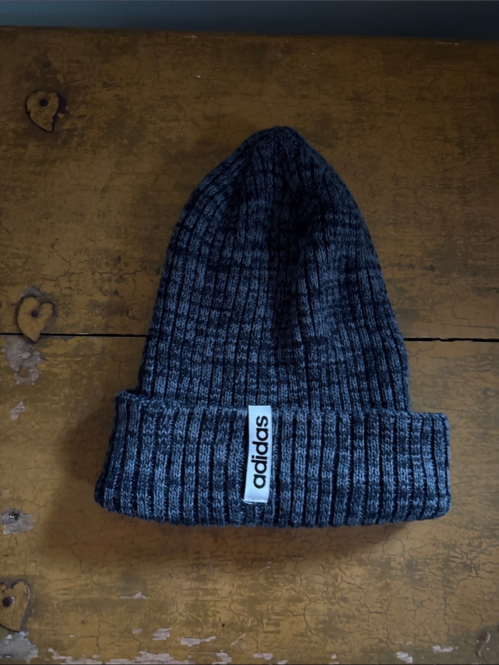 adidas Black and Gray Ribbed Cuffed Beanie
